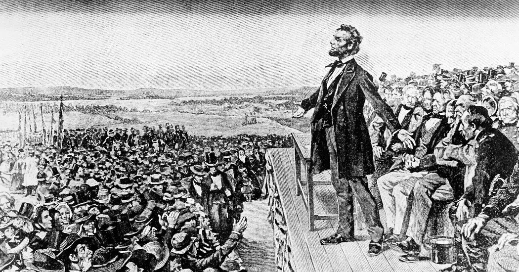 In 1863 US President delivers his Gettysburg address beginning; "Four